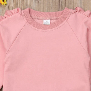 Μόδα Παιδικά Βρεφικά Ρούχα Ροζ βολάν Μπλούζες Πουκάμισο Τζιν Παντελόνι Φθινοπωρινό Χειμώνα Ζεστό Σετ 2 τμχ