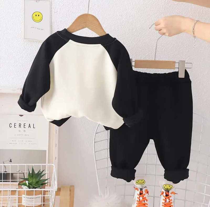 Dječja odjeća za malu djecu Jesen Zima Dječja odjeća Patchwork majica s džepovima od flisa i hlače Božićna dječja odijela