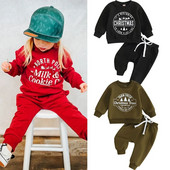 FOCUSNORM 3 värvi väikelapsed poisid tüdrukud jõuluriiete komplektid 2tk kirjatrükiga pikkade varrukatega dressipluusid soliidsed püksid 0-3 a