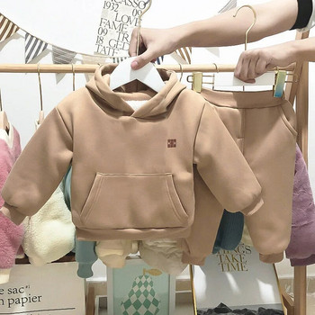 Fashion Newborn 2020 Σετ ρούχων για κοριτσάκι για μωρά Φούτσα και παντελόνι 2τμχ Φόδρα ζεστού φλις bebe Κοστούμι με κουκούλα Χειμερινό σετ ρούχων 0-3Y