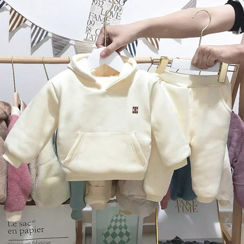 Fashion Newborn 2020 Σετ ρούχων για κοριτσάκι για μωρά Φούτσα και παντελόνι 2τμχ Φόδρα ζεστού φλις bebe Κοστούμι με κουκούλα Χειμερινό σετ ρούχων 0-3Y