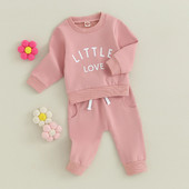 Pamuk Ležerna odjeća za bebe Djevojčice Dječaci Odjeća za malu djecu 2 komada Jesenska odjeća Slovo print Skrozni izrez Duksevi dugih rukava Hlače Dječje odijelo