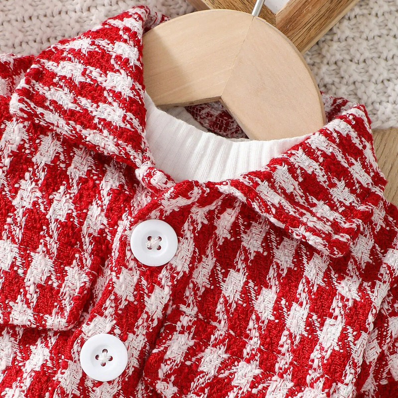 Komplet za djevojčice, jednogodišnja haljina, modni komplet crvenih kariranih suknji princeze, dvodijelni komplet za dojenčad, proljetna i jesenska odjeća