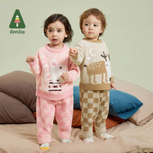 Amila Baby 2023. gada vasara, jauna, jauka multfilma, brīvi un ērti pieguļoši apaļa kakla ādai draudzīgi mājas divdaļīgi komplekti bērniem