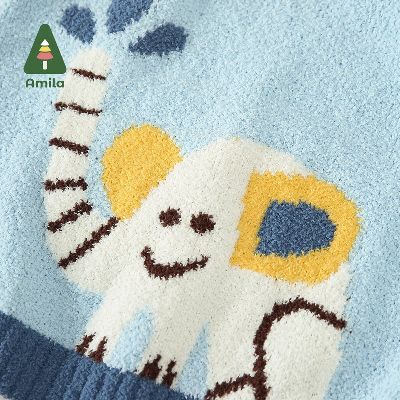 Amila Baby 2023. gada vasara, jauna, jauka multfilma, brīvi un ērti pieguļoši apaļa kakla ādai draudzīgi mājas divdaļīgi komplekti bērniem