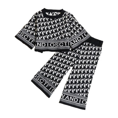 Kevadine ja sügisene tüdrukute rõivakomplekt vastsündinutele Thousand Bird Grid top + püksid, vabaaja puuvillased imikuriided, ülikond 3-8 a