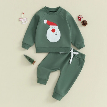 2023-09-05 Lioraitiin 3M-3Y Облекла за бебета за малки деца Коледни елени с бродерия на суичър с кръгло деколте + панталони с шнурове Комплект костюми
