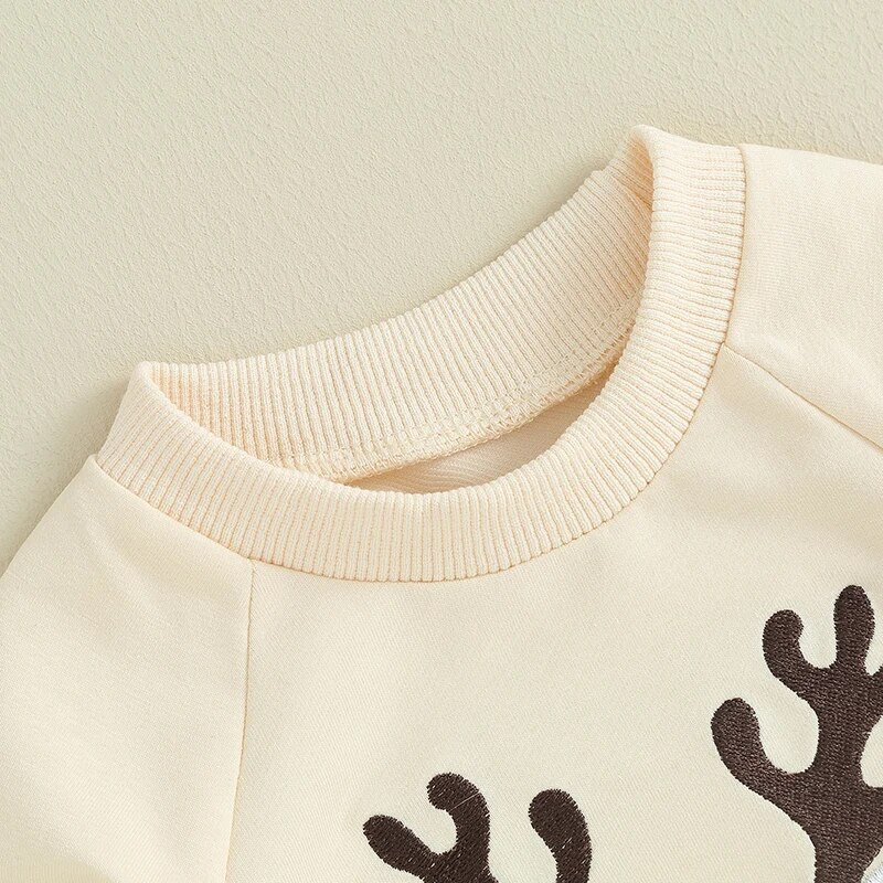 2023-09-05 Lioraitiin 3M-3Y Väikelaste Beebikomplektid Jõuluhirve tikandid Ümarkaelusega dressipluus + Pingutuspükste Komplekt Ülikonnad