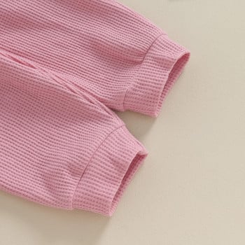 Μόδα Χειμερινά παιδικά ρούχα για βρέφη 3 τμχ Απαλή βάφλα Κέντημα με μακρυμάνικο μπλουζάκια Παντελόνια κεφαλόδεσμοι Σετ παιδικά ρούχα
