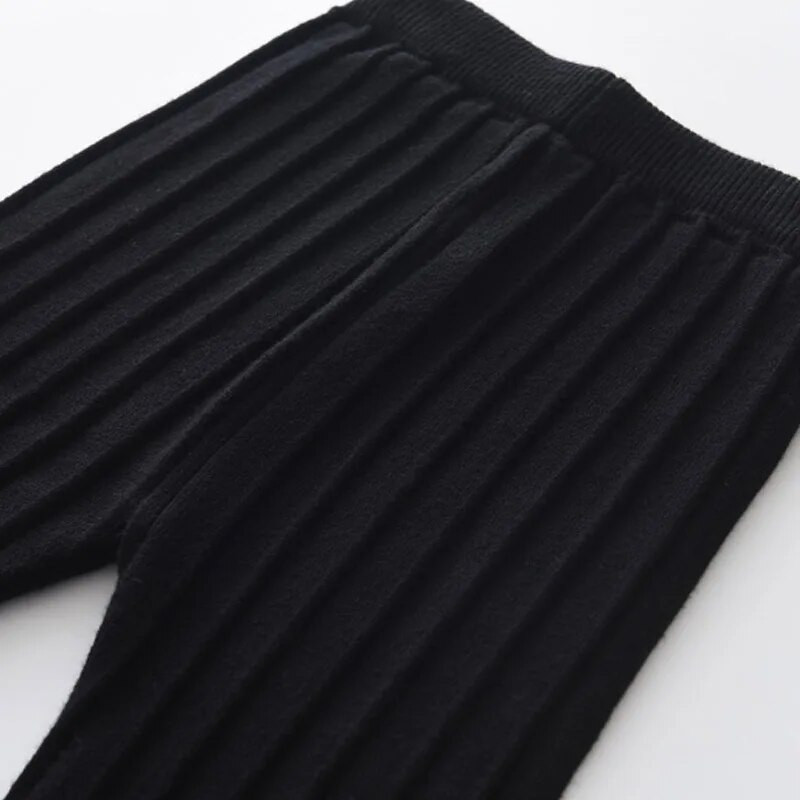 Menoea 2023 Nauja žiemos mada kūdikių mergaičių lankelis megzti stori rūbų rinkiniai vaikams šilti ilgomis rankovėmis megztiniai kelnės 2 vnt. kostiumai ir komplektai