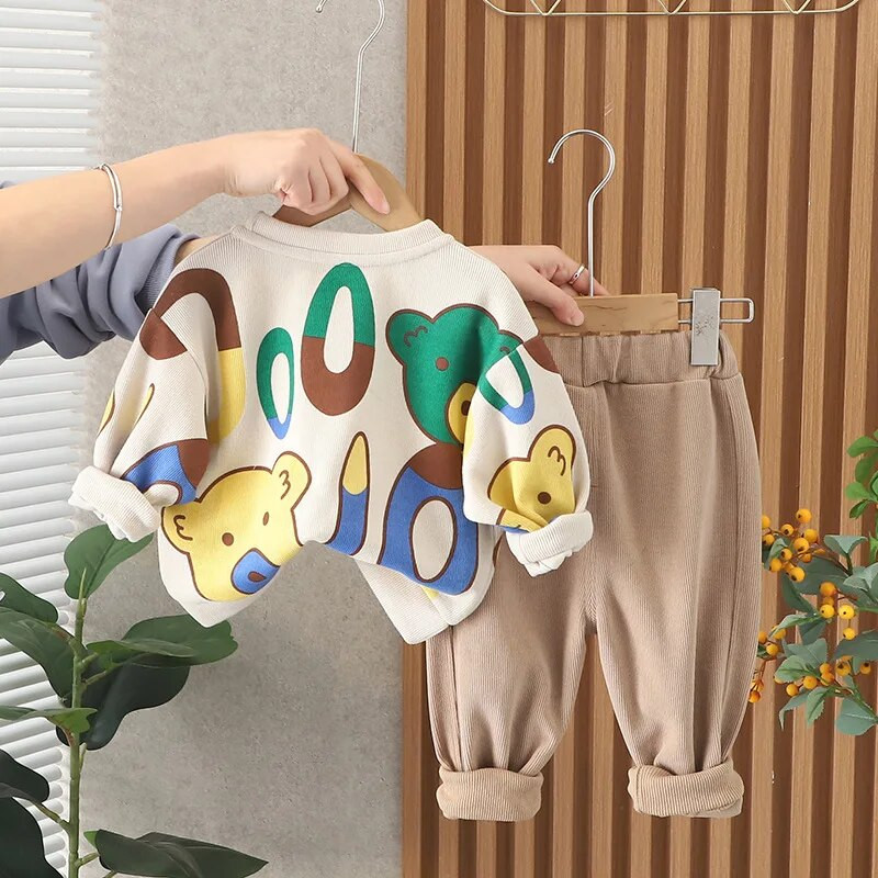 Korea beebipoiste riided 12–18 kuu vanusele multifilmi pullover, pikkade varrukatega T-särgid, topid ja püksid, poiste butiik, laste rõivakomplektid