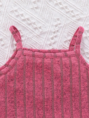 Ceeniu 0-3Y Бебешки момичета Плетени дрехи Бебешки комплекти за новородени Водолазка Плетено горнище+Спагети презрамка Бебешко облекло