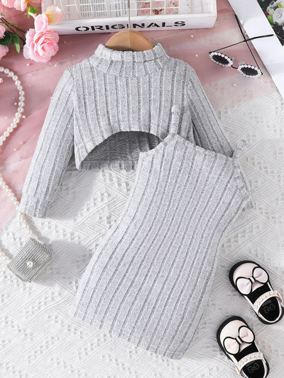 Ceeniu 0-3Y kūdikių megzti rūbai kūdikių rinkiniai naujagimiams megzti viršutiniu kaklu + spagečių juostelė suknelė kūdikių drabužiai