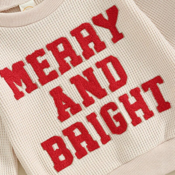Χριστουγεννιάτικο σετ βρεφικών ρούχων Φθινόπωρο χειμωνιάτικο Παιδικά ρούχα Fuzzy Letter Φούτερ Παντελόνι κορδόνι Σετ νεογέννητα κοστούμια βάφλα