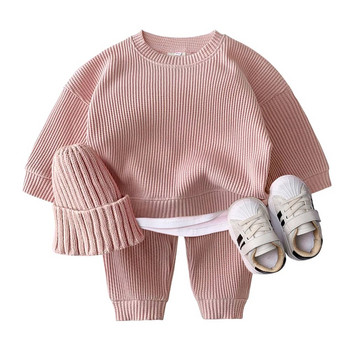 Βρεφικά αγόρια Κορίτσια μακρυμάνικα αθλητικές φόρμες για νεογέννητα πλέξιμο κορεάτικα πουλόβερ για νήπια Βαμβακερά μπλουζάκια + παντελόνια Παιδικά ρούχα
