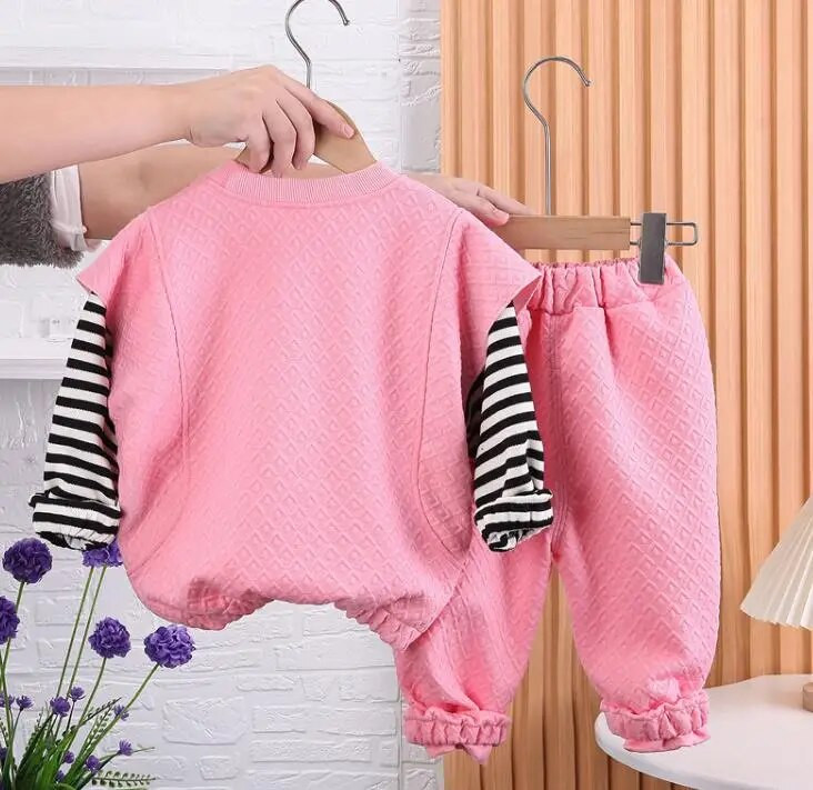 Odjeća za djevojčice od 0 do 4 godine Proljeće Jesen Dječja dvodijelna odjeća s dugim rukavima Medvjed iz crtića Hoodies i hlače Dječja sportska odjeća