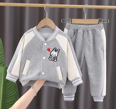 Παιδικές φόρμες επώνυμων σχεδιαστών Άνοιξη φθινόπωρο κοριτσάκι καρτούν γράμμα κουνέλι με φερμουάρ μπουφάν και παντελόνι 2 τμχ Βρεφικά ρούχα σετ βρεφικών ρούχων