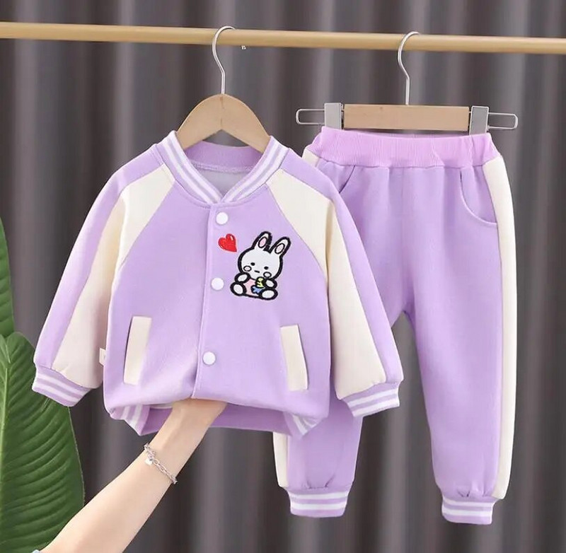 Παιδικές φόρμες επώνυμων σχεδιαστών Άνοιξη φθινόπωρο κοριτσάκι καρτούν γράμμα κουνέλι με φερμουάρ μπουφάν και παντελόνι 2 τμχ Βρεφικά ρούχα σετ βρεφικών ρούχων