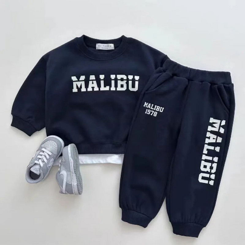 Modes burtu drēbju drēbju komplekts zīdaiņiem ar garām piedurknēm rudens jauns zīdaiņu sporta krekls + sporta bikses, 2 gab., uzvalks, mazuļu tērpi