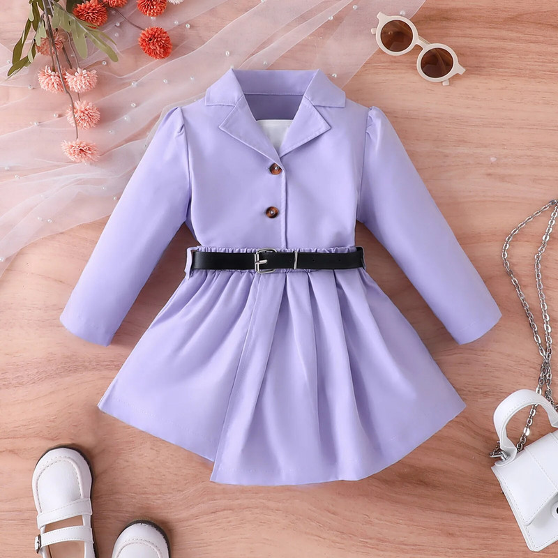 3-7 Y Jesen, dječji sako s jednim kopčanjem i dugim rukavima za djevojčice + majice bez rukava + suknja s remenom, 3 komada kompleta odjeće za djevojčice