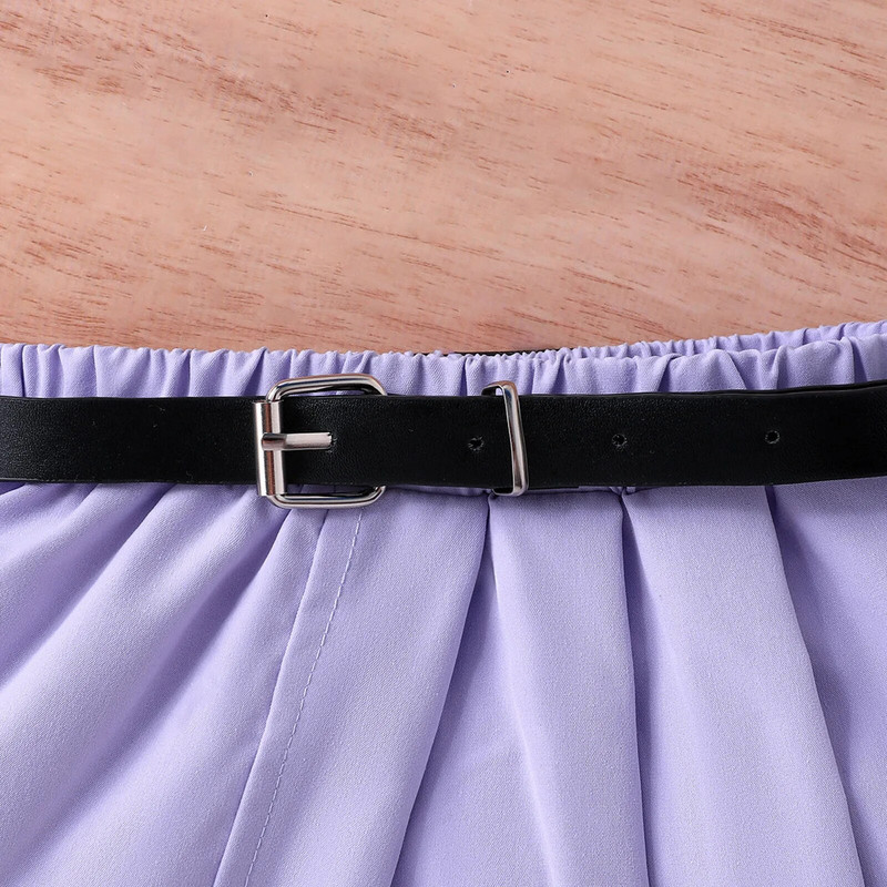 3-7 Y Jesen, dječji sako s jednim kopčanjem i dugim rukavima za djevojčice + majice bez rukava + suknja s remenom, 3 komada kompleta odjeće za djevojčice