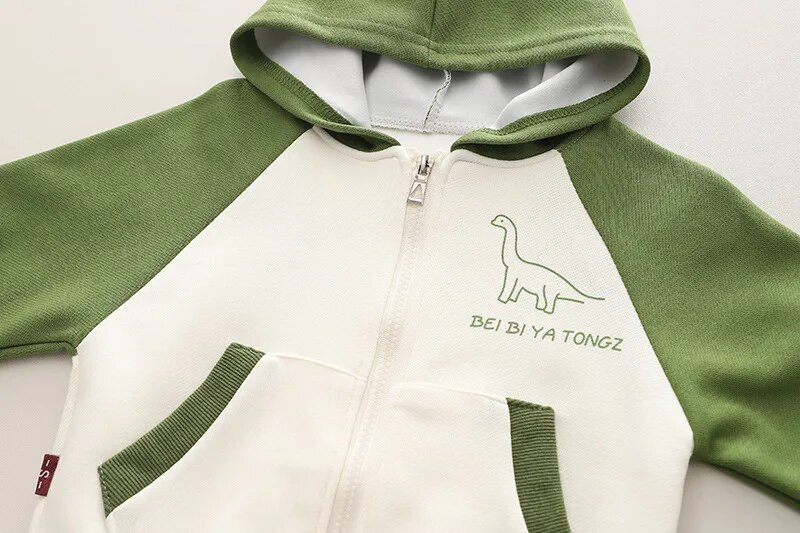 Sügisriided 18–24 kuu vanustele beebipoistele multifilmid, dinosaurused lukuga kardigan kapuutsiga jakid T-särgid teksad Väikelaste dressikomplekt