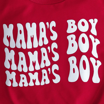 Baby Boy 2Pcs Outfits Ден на Свети Валентин Пуловер с дълъг ръкав Суичър с щампа на букви + Комплект панталони с джобни връзки Дрехи за малко дете