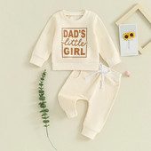 Odjeća za djevojčice od 2 komada, trenirka s printom slova i dugih rukava, trenirka s elastičnim hlačama, slatka dječja jesenska odjeća 0-3 godine