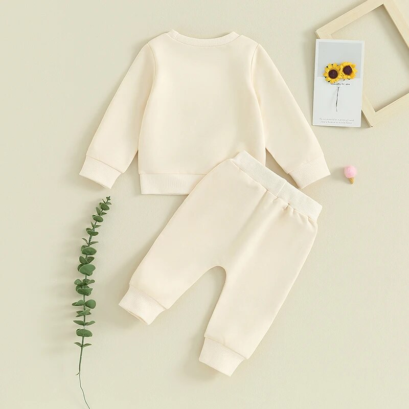 Odjeća za djevojčice od 2 komada, trenirka s printom slova i dugih rukava, trenirka s elastičnim hlačama, slatka dječja jesenska odjeća 0-3 godine
