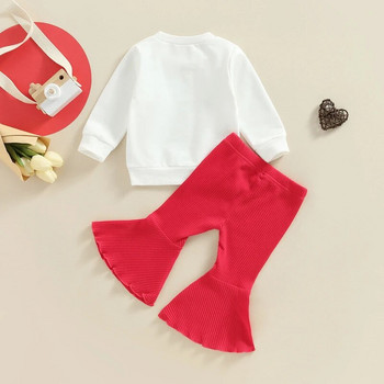 Mildsown Baby Girls σετ πουλόβερ για την Ημέρα του Αγίου Βαλεντίνου Φούτερ με μακρυμάνικο γράμματα με στάμπα με καρδιά Μπλούζες και ελαστικό παντελόνι μέσης