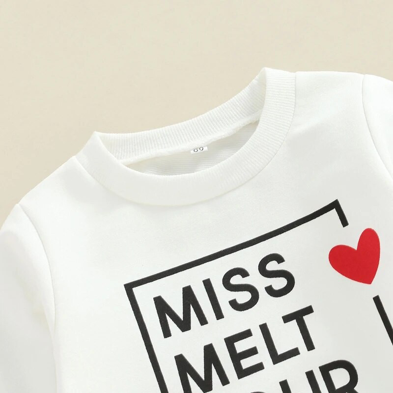 Mildsown Baby Girls Valentino dienos megztinių rinkinys ilgomis rankovėmis raidėmis su širdelės raštais megztiniai ir elastingos juosmens platėjančios kelnės