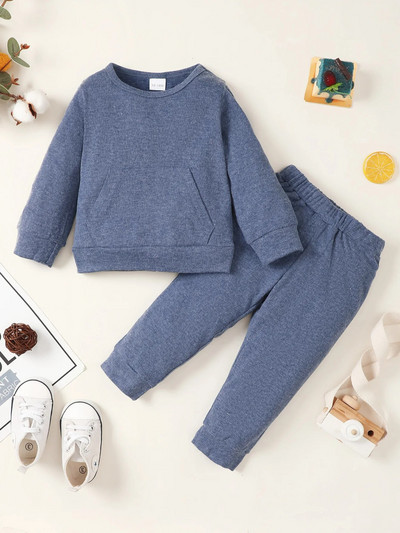 Talvine ühevärviline laste kampsun väikelapse imikule poisile tüdrukule riided ülikond pikkade varrukatega beebi unisex pidžaama komplekt