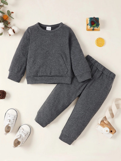 Talvine ühevärviline laste kampsun väikelapse imikule poisile tüdrukule riided ülikond pikkade varrukatega beebi unisex pidžaama komplekt