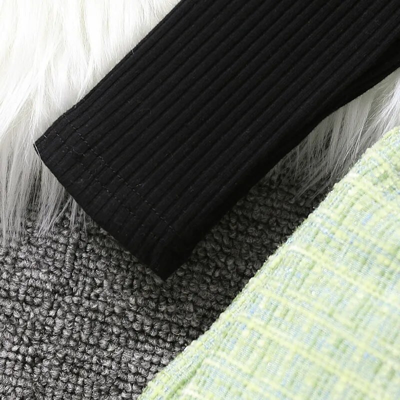 Κοριτσίστικα Ρούχα 1-6Y Άνοιξη Φθινόπωρο Νέα Μόδα Κοστούμια Κοριτσίστικα Πλεκτό πουκάμισο με ζιβάγκο + Κοντές Φούστες Κορίτσια Σετ δύο τεμαχίων