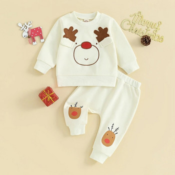 0-3Y Baby Cartoon Elk Παντελόνια Σετ για αγόρια Κορίτσια Μακρυμάνικα πουλόβερ Φούτερ και ρούχα παντελόνια Χριστουγεννιάτικα φθινοπωρινά ρούχα για νήπια
