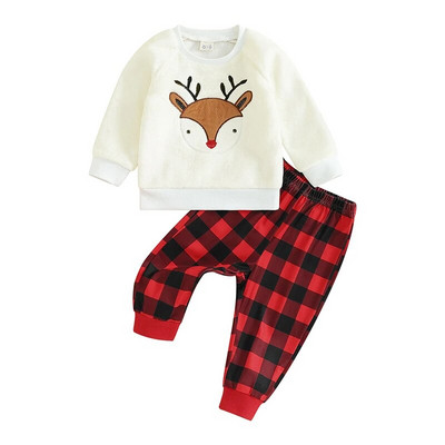 0-3G bērnu multfilma Elk Bikses Komplekti Zēni Meitenes ar garām piedurknēm Pulovers Svīteri un Bikses Tērpi Ziemassvētku Maziem bērniem Rudens Apģērbi