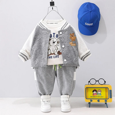 0-4 godine staro jesen novo modno slatko auto dječje odijelo za dječake i djevojčice dugih rukava prugasto trodijelno dječje sportsko odijelo