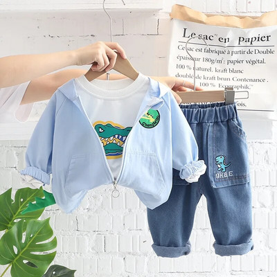 0-4 godine staro jesen novo modno slatko auto dječje odijelo za dječake i djevojčice dugih rukava prugasto trodijelno dječje sportsko odijelo