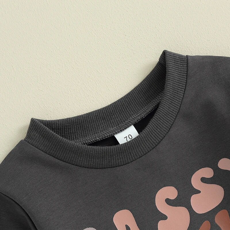 2023-10-30 Lioraitiin 6M-3Y Väikelaps Beebi Tüdruk Poiss Komplektid Sassy Little Soul pikkade varrukatega dressipluus Top Jogger Püksid Rõivakomplekt