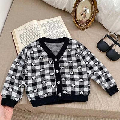 Jesen Proljeće Komplet odjeće za novorođene djevojčice, karirani džemper dugih rukava, kombinezon, odijelo za djevojčice