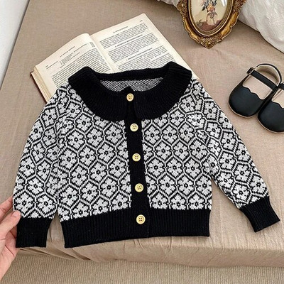 Jesen Proljeće Komplet odjeće za novorođene djevojčice, karirani džemper dugih rukava, kombinezon, odijelo za djevojčice