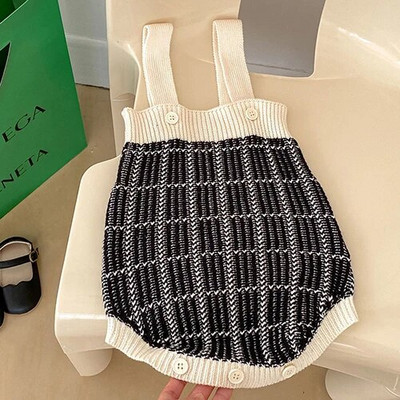 Jesen Proljeće Komplet odjeće za novorođene djevojčice, karirani džemper dugih rukava, kombinezon, odijelo za djevojčice