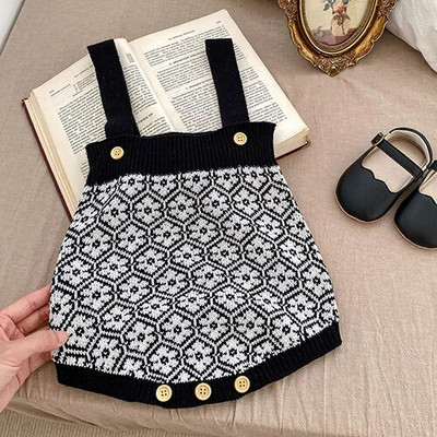 Jesen Proljeće Komplet odjeće za novorođene djevojčice, karirani džemper dugih rukava, kombinezon, odijelo za djevojčice