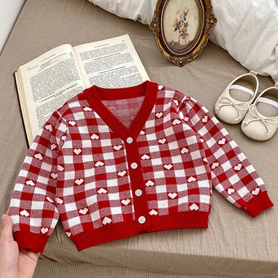 Jesen Proljeće Komplet odjeće za novorođene djevojčice, karirani džemper dugih rukava, kombinezon, odijelo za djevojčice