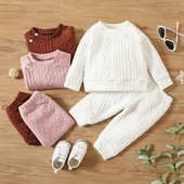 Set de haine pentru bebeluș nou-născut fetiță pentru băiat, culoare solidă, cu mâneci lungi, top + pantaloni, 2 buc. Costum pentru sport pentru timpul liber, costum costum de primăvară și toamnă