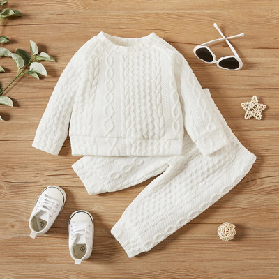 Set de haine pentru bebeluș nou-născut fetiță pentru băiat, culoare solidă, cu mâneci lungi, top + pantaloni, 2 buc. Costum pentru sport pentru timpul liber, costum costum de primăvară și toamnă