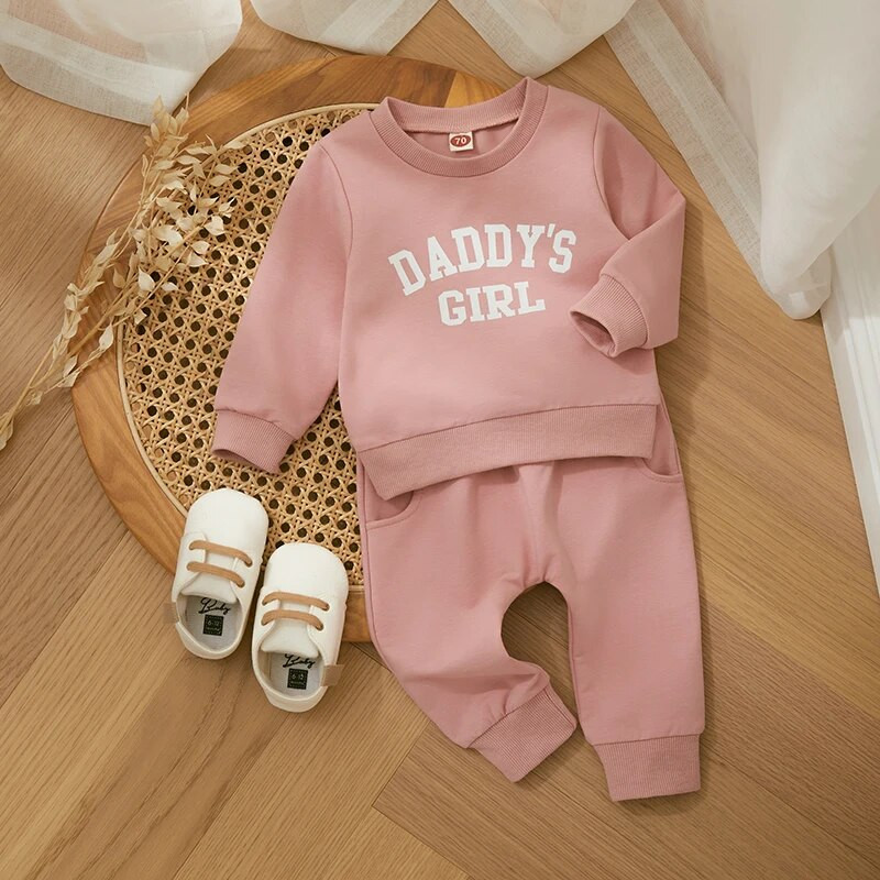 Talv sügis vabaaja uus beebitüdrukute komplektid riided moekirjad prinditud pikkade varrukatega dressipluusid elastsed vööpüksid rõivad