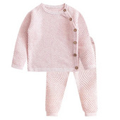 Rudens ziemas zīdaiņu meiteņu vienkrāsains apģērbs jaundzimušo bērnu apģērbs uzvalks zīdaiņu džemperis pidžamas komplekts