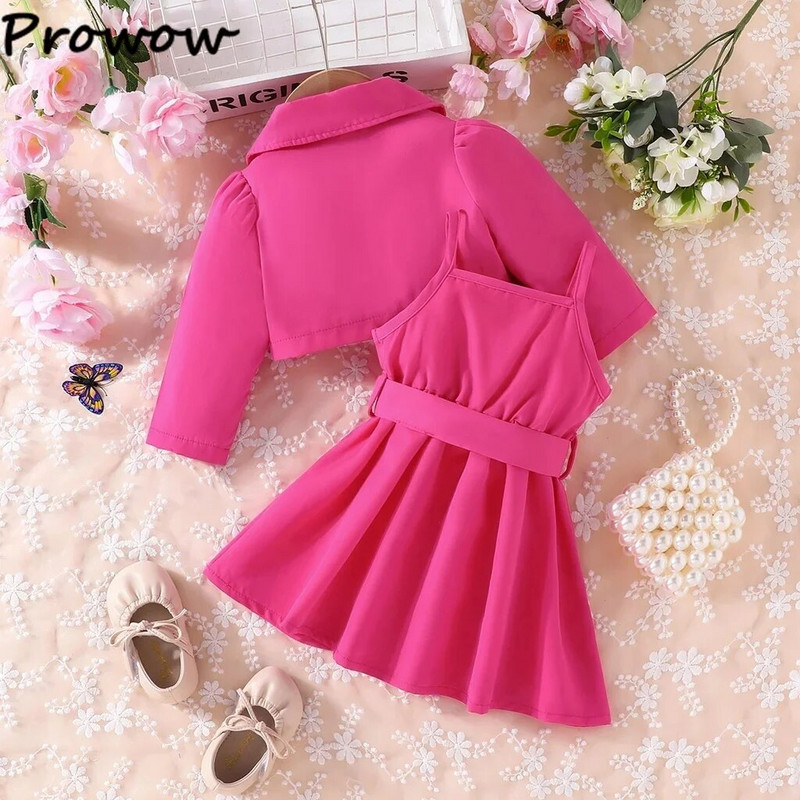 Prowow Baby Girls Drēbes 2gab Modes Atloks Blazer Jaka + Jostas Kleita Meiteņu Bērnu Apģērbu Komplekti Mazuļiem