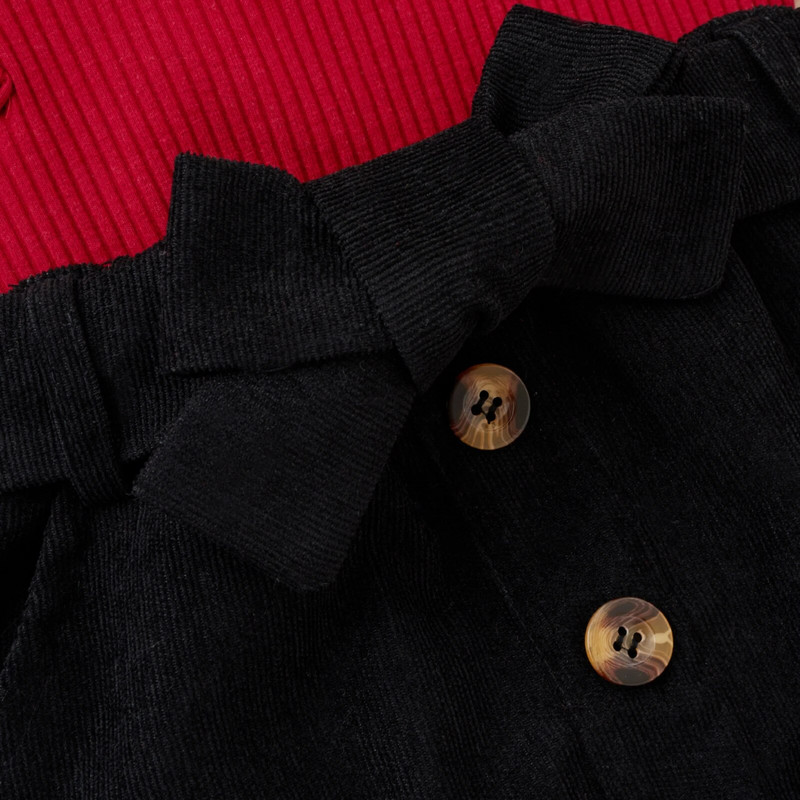 Ma&Baby 9M-4Y Komplet odjeće za malu djecu i djevojčice Pleteni pulover Majice s mašnom Samtane suknje Odjevne kombinacije Jesensko proljeće Odjevni kostimi D35